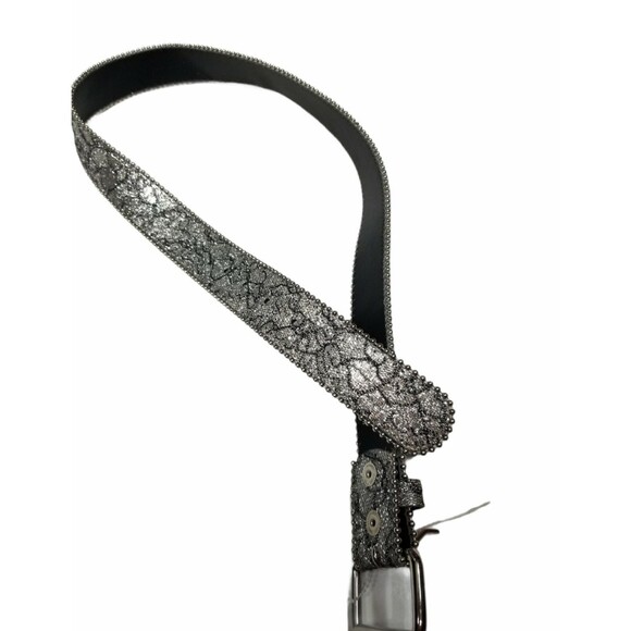 TILT Silver/Black Sparkle Bling Belt Silver Metal Buckle M - Picture 1 of 4